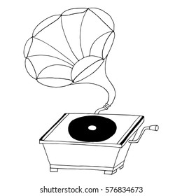 Gramophone illustration on simple white background 