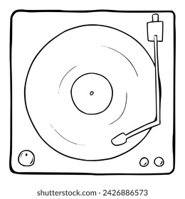 gramophone illustration Outline Sketch hand drawn vector	