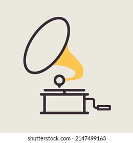 Gramophone isolated vector icon. Music sign. Graph symbol for music and sound web site and apps design, logo, app, UI