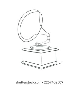 Gramophone line artwork elegant continues linear drawing