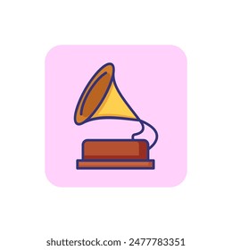 Gramophone line icon. Record, player, vinyl. Audio concept. Vector illustration can be used for topics like music, steampunk, party