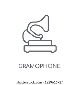 Gramophone linear icon. Modern outline Gramophone logo concept on white background from Museum collection. Suitable for use on web apps, mobile apps and print media.