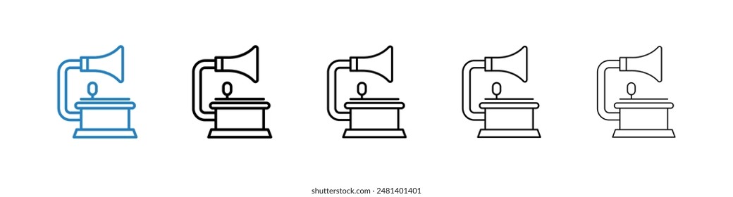 Gramophone liner icon vector set.