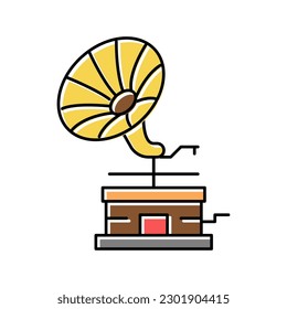 gramophone for listen audio music color icon vector. gramophone for listen audio music sign. isolated symbol illustration