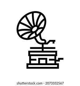 gramophone for listen audio music line icon vector. gramophone for listen audio music sign. isolated contour symbol black illustration