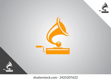 Gramophone logo. Minimal and modern logotype. Perfect logo for business related to band, musicians and singers industry. Isolated background. Vector eps 10.