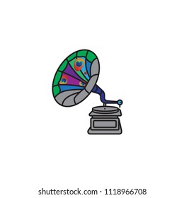 Gramophone logo vector. Gramophone emblem design
