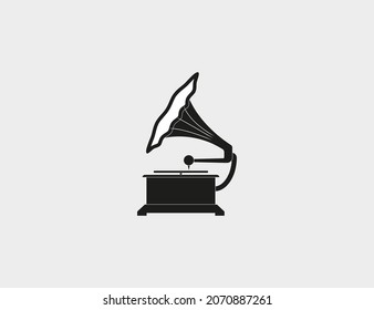 Gramophone, music icon. Vector illustration. Flat design.