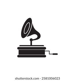 Gramophone, music icon.vector flat black simple trendy style illustration for web and app..eps