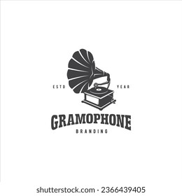 Gramophone Music Player Logo Design Vector Image