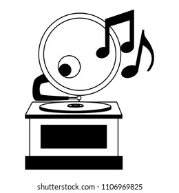 gramophone music retro with music notes
