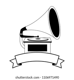 gramophone music retro with ribbon