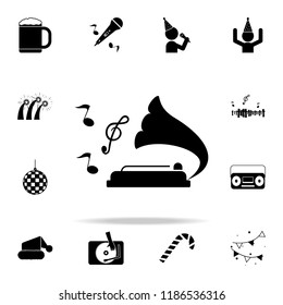 gramophone with notes icon. Party icons universal set for web and mobile