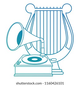 gramophone old fashion with harp
