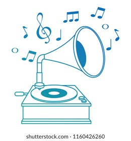 gramophone old fashion with music notes