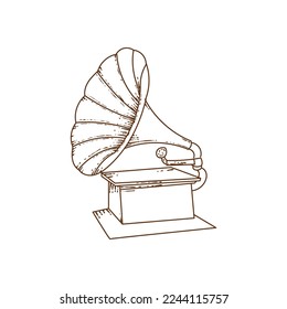 gramophone old music instrument engraving art