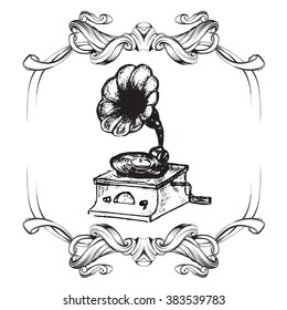 gramophone old vintage, vector