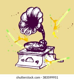 gramophone old vintage, vector