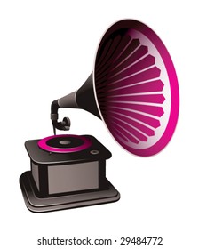 gramophone on a black background