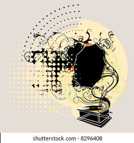 gramophone on grunge background