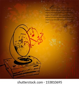 Gramophone on an old paper