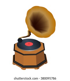 Gramophone on a white background