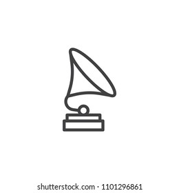 Gramophone outline icon. linear style sign for mobile concept and web design. phonograph simple line vector icon. Symbol, logo illustration. Pixel perfect vector graphics