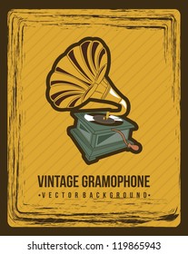 gramophone over vintage background. vector illustration