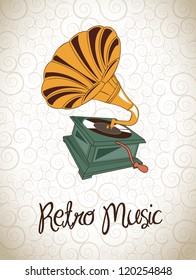 gramophone over vintage background vector illustration