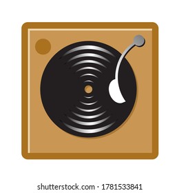 icono del reproductor de gramófono aislado en blanco