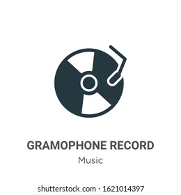 Gramophone record glyph icon vector on white background. Flat vector gramophone record icon symbol sign from modern music collection for mobile concept and web apps design.