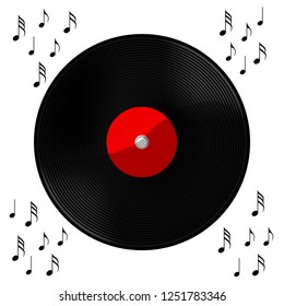 Gramophone record Long played record vinyl. Musical background. Vector illustration