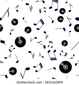 Gramophone record and music notes on a white background.
Abstract Music Seamless Pattern Background. Vector Illustration. EPS10