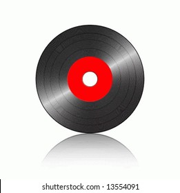 Gramophone record with reflection on a white background. Vector illustration