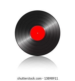 Gramophone record with reflection on a white background. Vector illustration