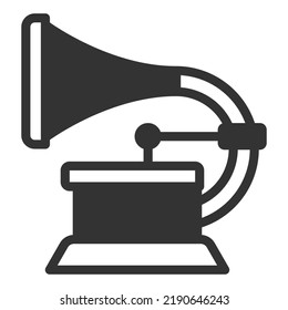 Gramophone for gramophone records - icon, illustration on white background, glyph style