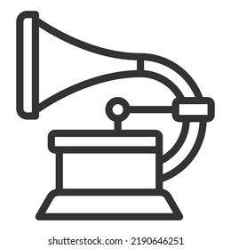 Gramophone for gramophone records - icon, illustration on white background, outline style