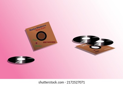 Gramophone records with the possibility of inscriptions on them and a shadow under them