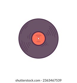 Gramophon oder Retro-Tonrecorder, Vinyl LP flache Vektorgrafik einzeln auf weißem Hintergrund. Drehbares oder Audio-Recorder-Schallplattenschild oder -symbol.