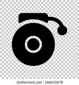 Gramophone sign. Black icon on transparent background. Illustration.
