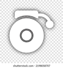 Gramophone sign. White Icon with dropped natural gray Shadow at transparent Background. Illustration.