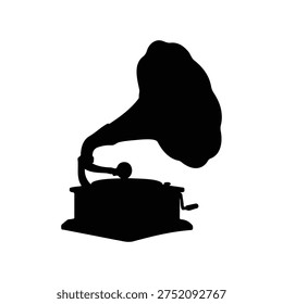 Ilustración vectorial de icono de silueta de gramófono.

