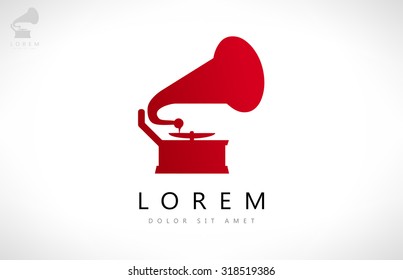 Gramophone silhouette. Phonograph vector. 