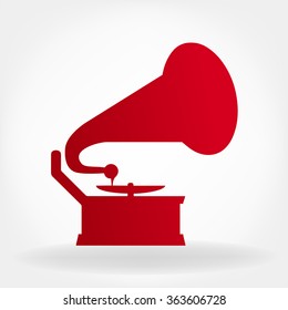 Gramophone silhouette. Phonograph vector. 