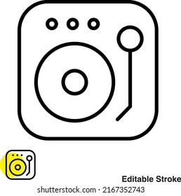 Gramophone Turntable Vector Line Icon