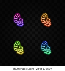 Gramophone vector glyph icon. music sign. neon style..