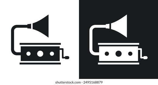 Gramophone vector icon set in solid style.