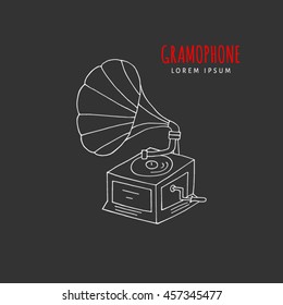 Gramophone vector illustration hand drawn doodle isolated. Music icon sketch.