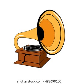 Gramophone. Vector Illustration. Isolated on White Background