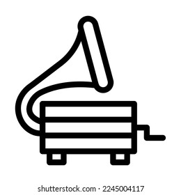 Diseño de icono de línea de vector de gramófono